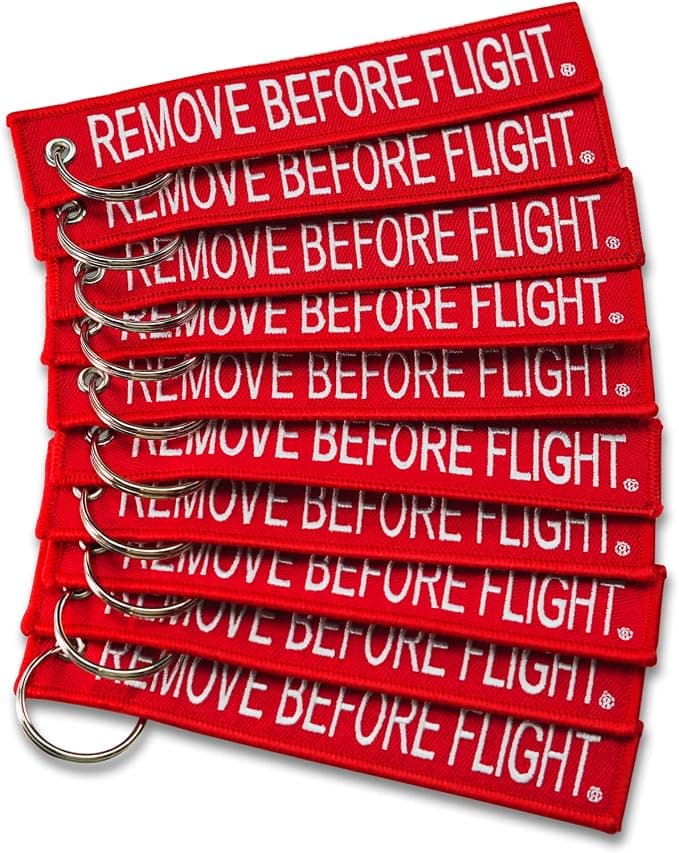 Remove before flight keychain